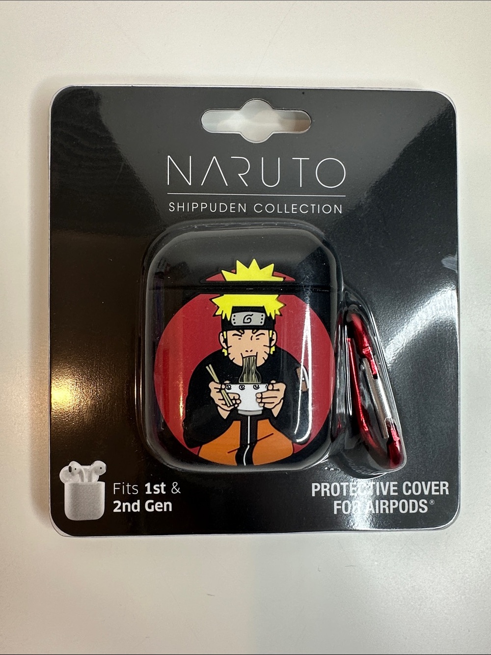 Naruto Shippuden Black & Red AirPods Protective Case with Carabiner